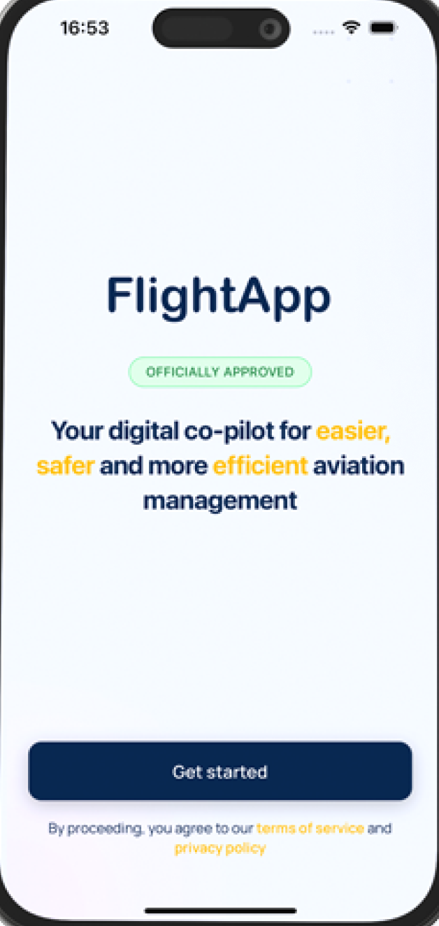 FlightApp welcome screen
