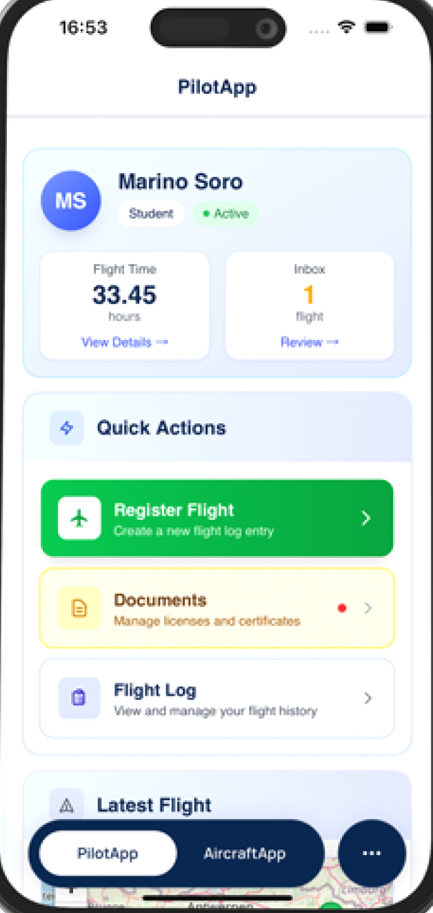 PilotApp dashboard